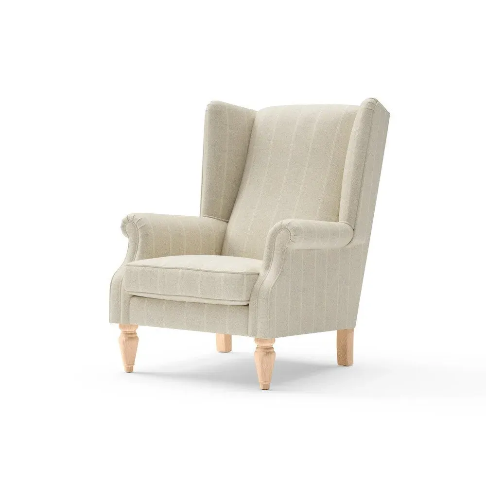 Winged Armchair - Natural, Compton Stripe
