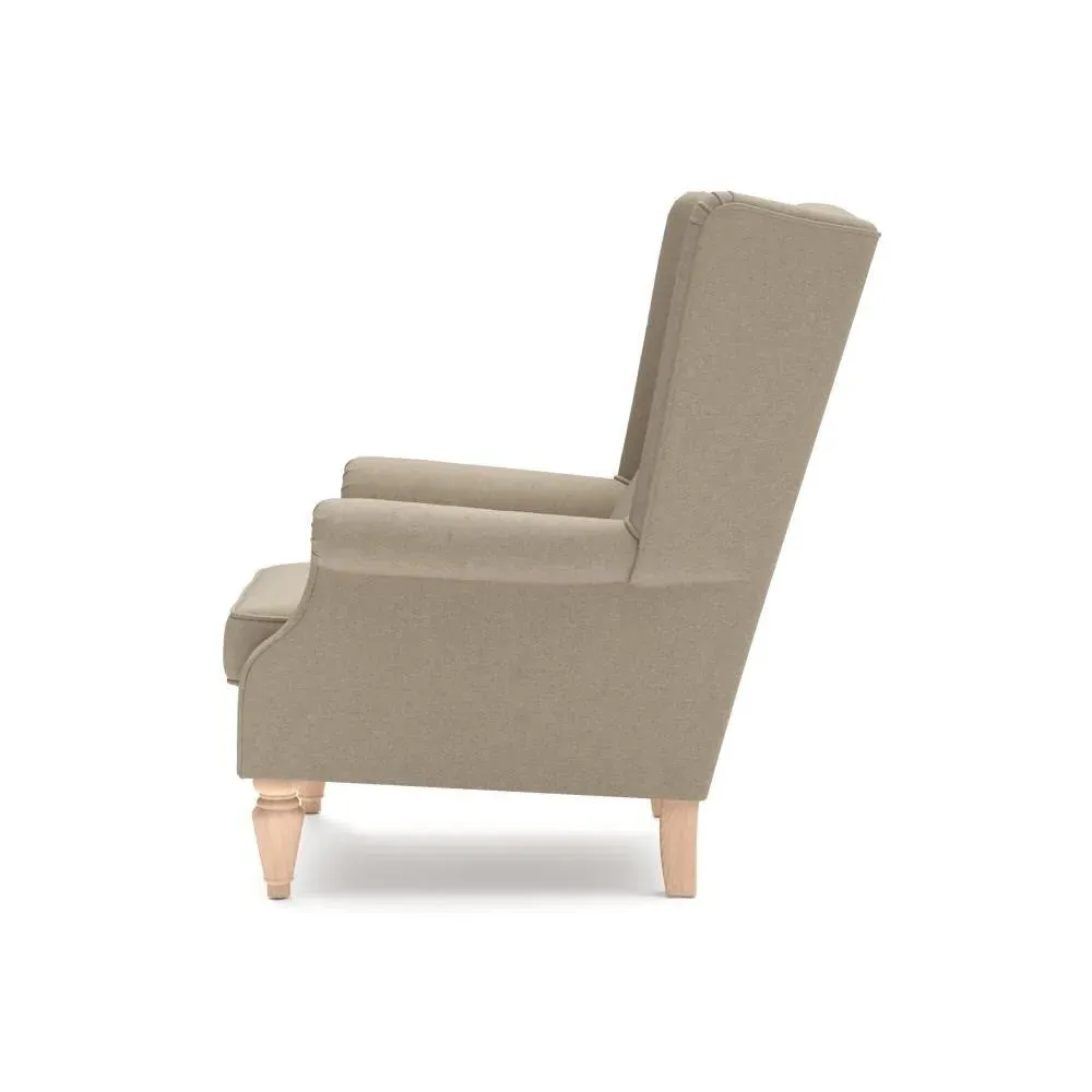 Winged Armchair - Natural, House Linen Mix
