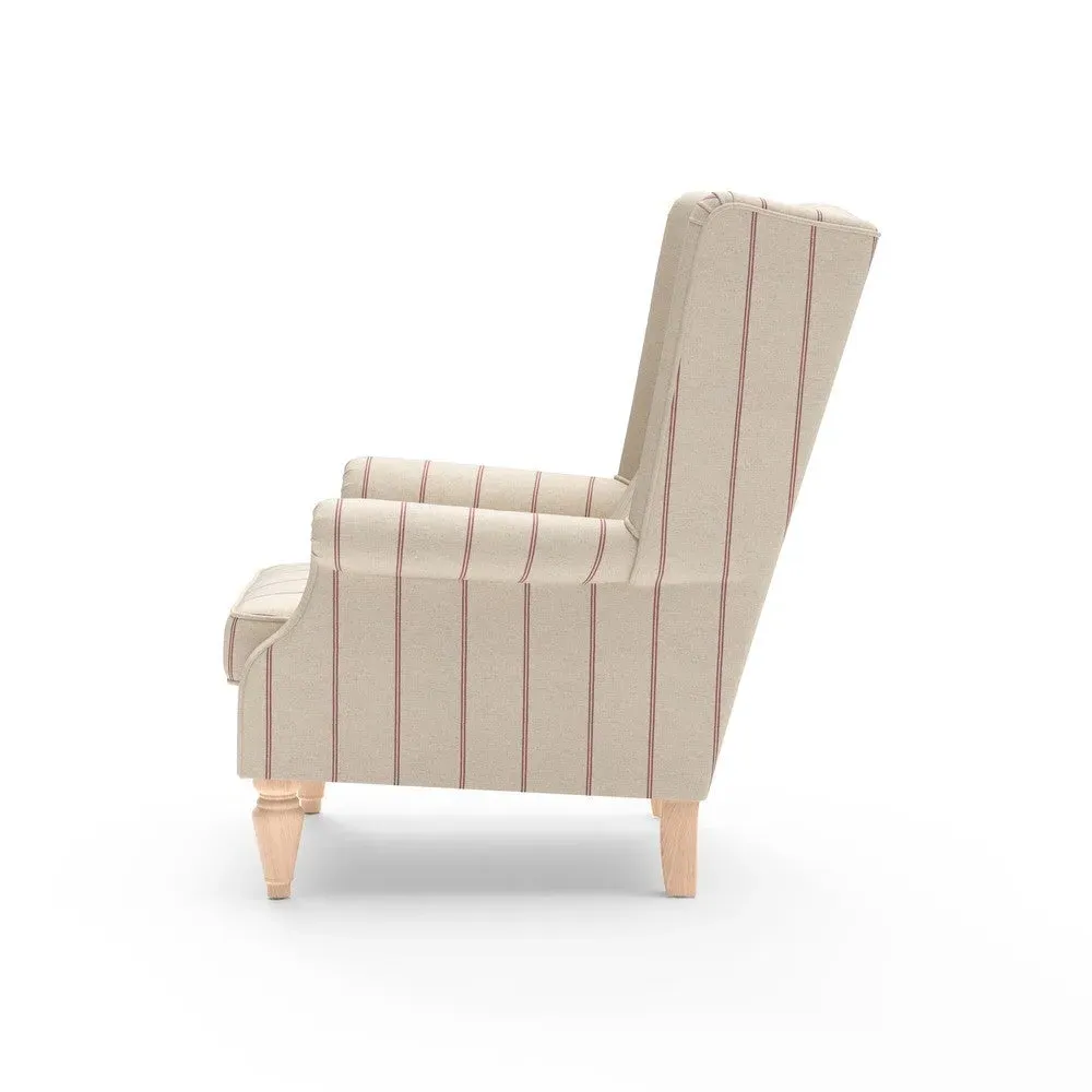 Winged Armchair - Raspberry, Compton Stripe