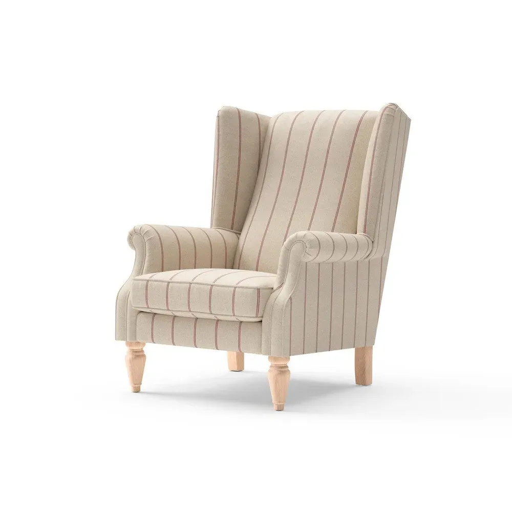 Winged Armchair - Raspberry, Compton Stripe