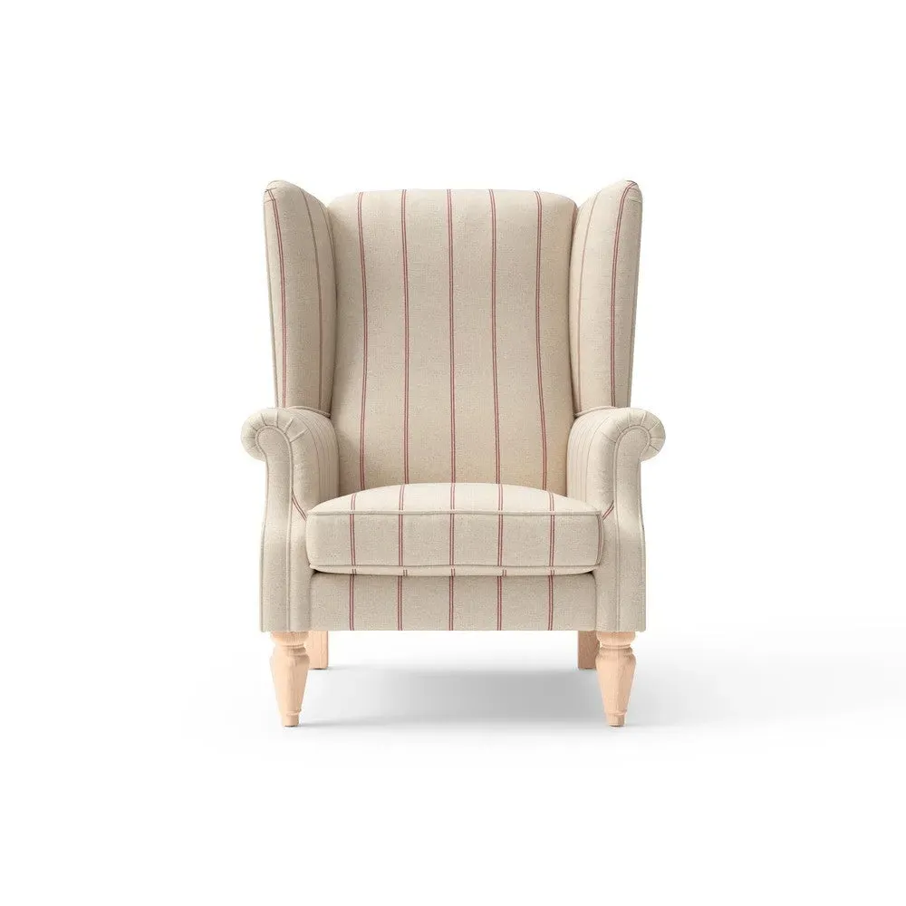 Winged Armchair - Raspberry, Compton Stripe
