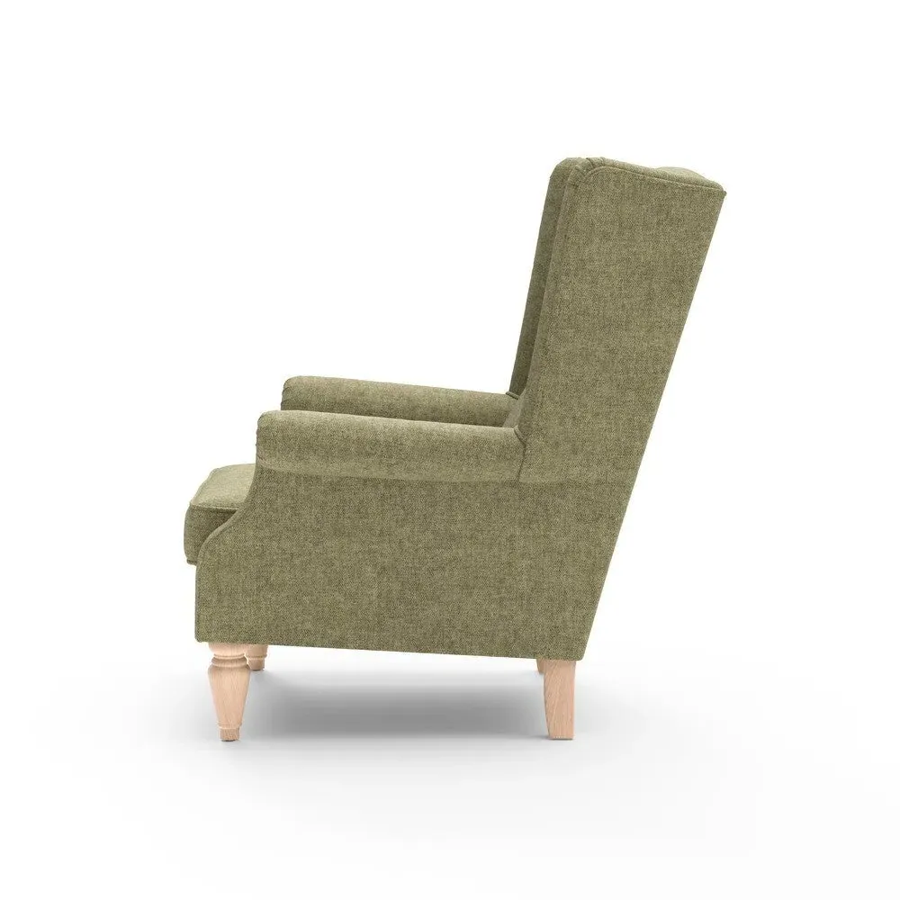 Winged Armchair - Sage, Aquaclean Oxford