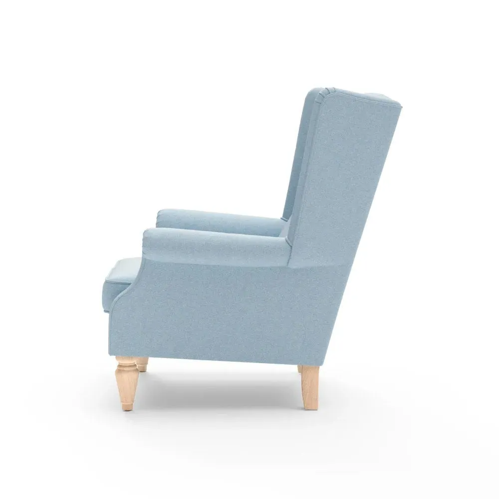 Winged Armchair - Sky Blue, House Linen Mix