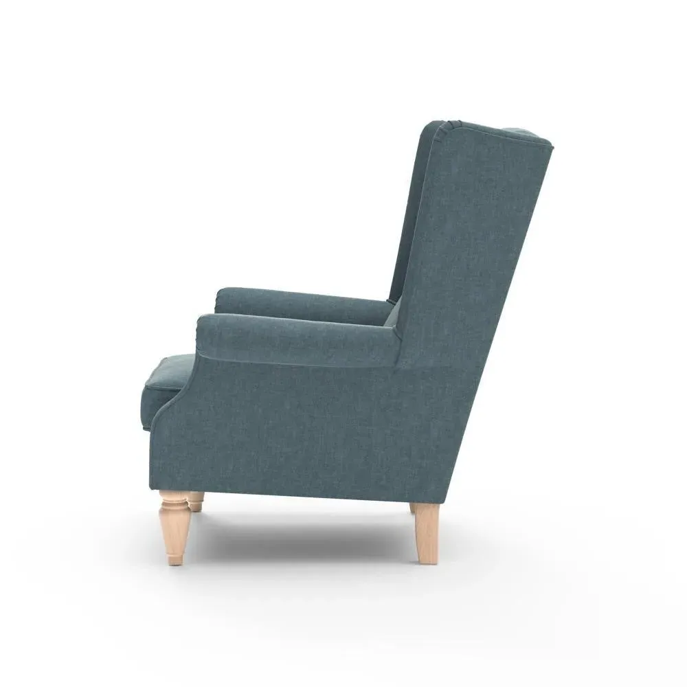 Winged Armchair - Teal, Eco Chenille