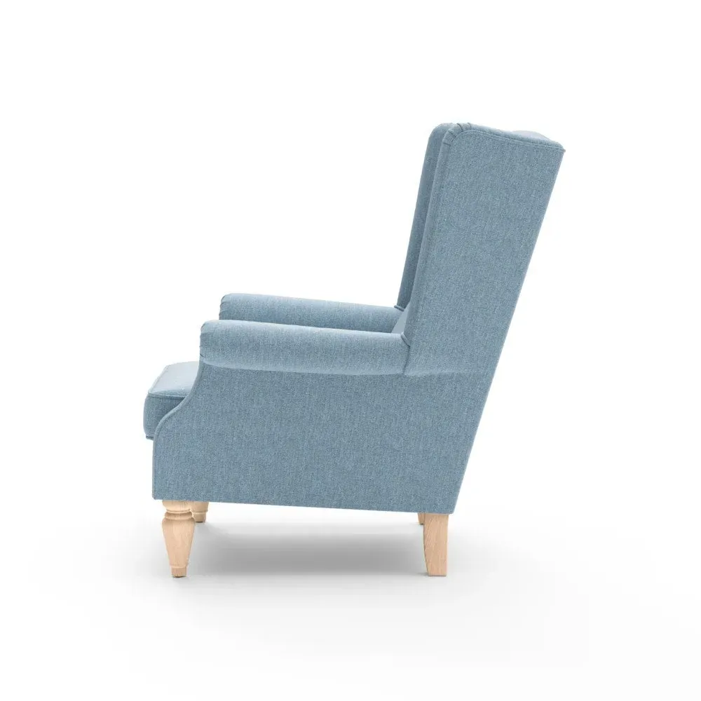 Winged Armchair - Teal, Rustic Weave