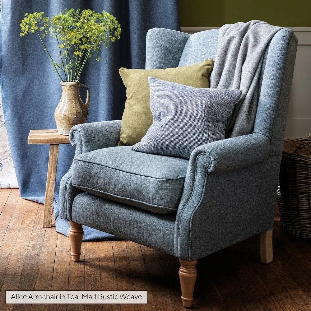 Winged Armchair - Teal, Rustic Weave