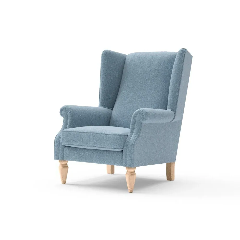 Winged Armchair - Teal, Rustic Weave