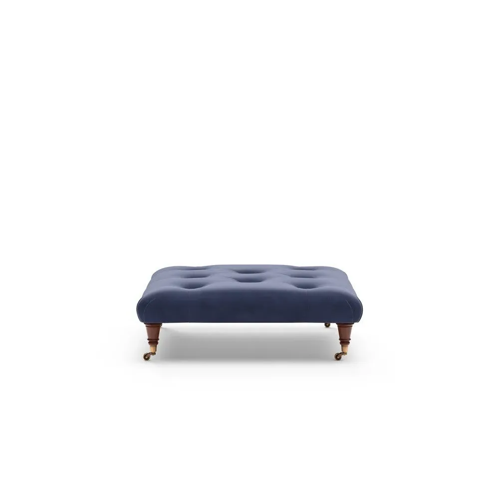 Amelia Foot Stool - Deep Blue, Velvet