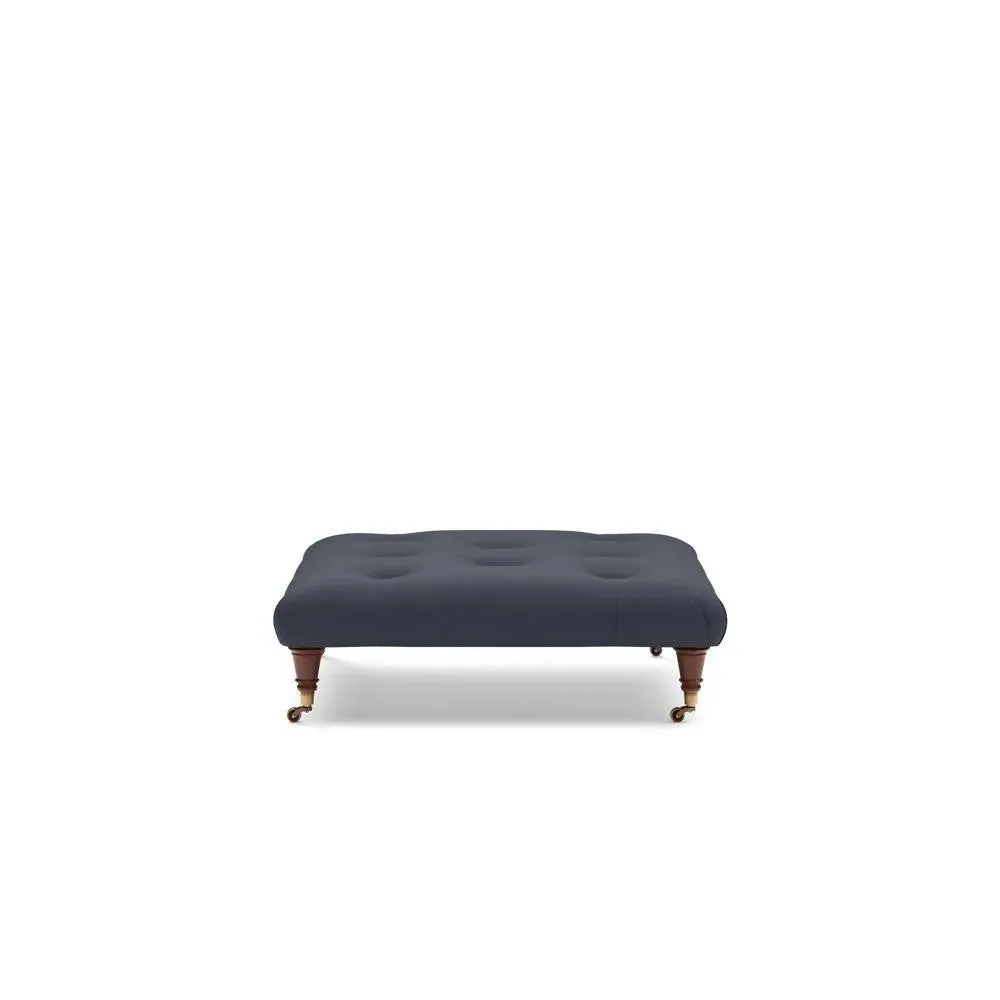 Amelia Foot Stool - Ink, House Linen Mix