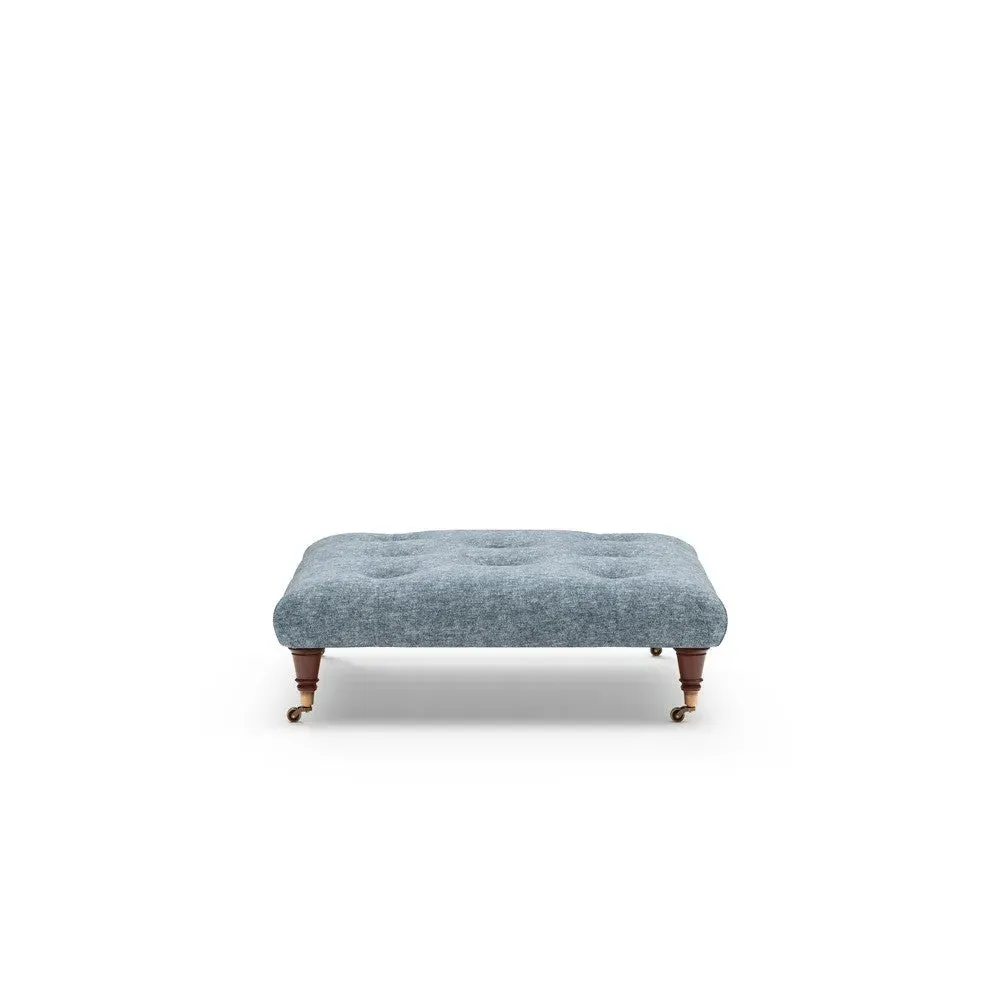 Amelia Foot Stool - Mid Blue, Aquaclean Oxford