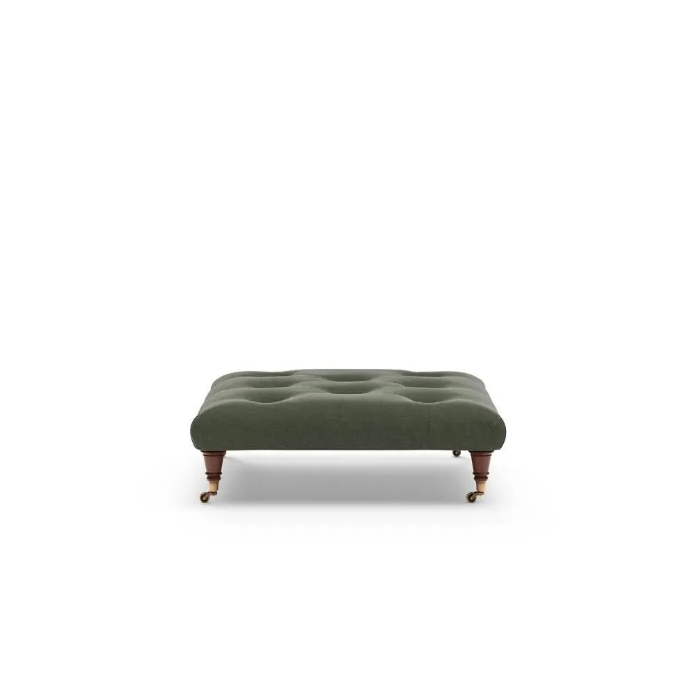 Foot Stool with Button Tufting - Moss, Eco Chenille