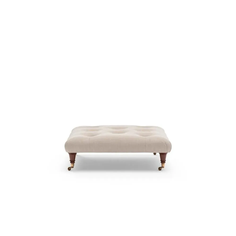 Foot Stool with Button Tufting - Natural, Eco Chenille