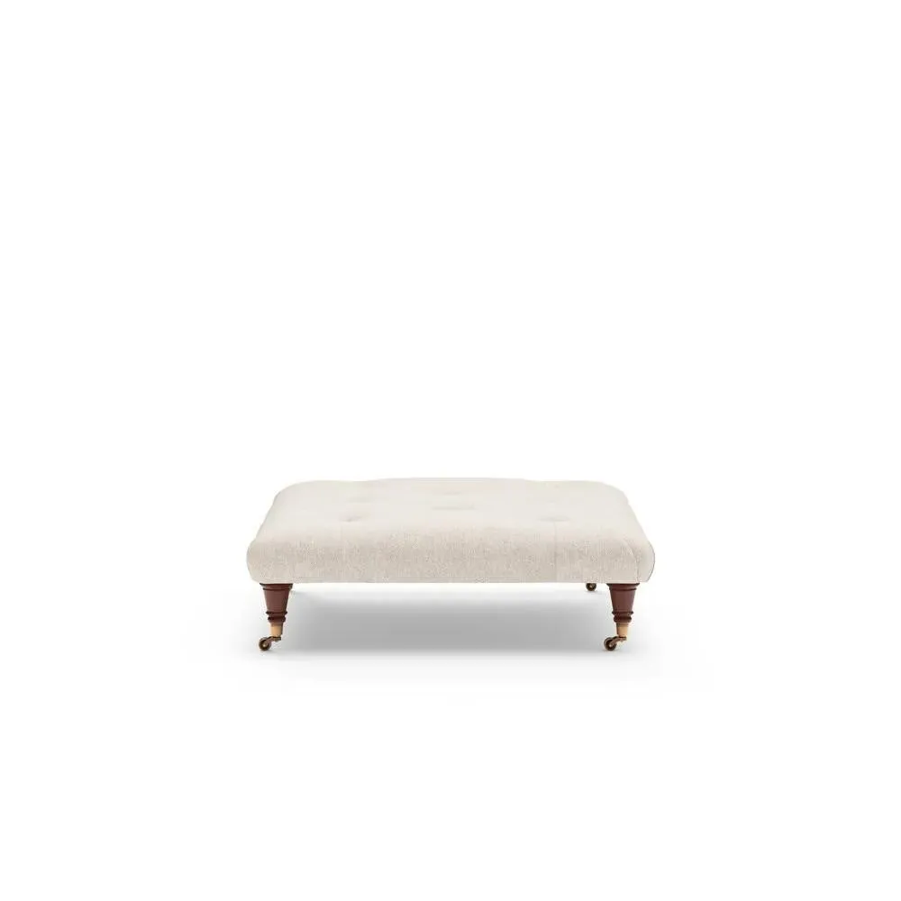 Foot Stool with Button Tufting - Natural, House Weave