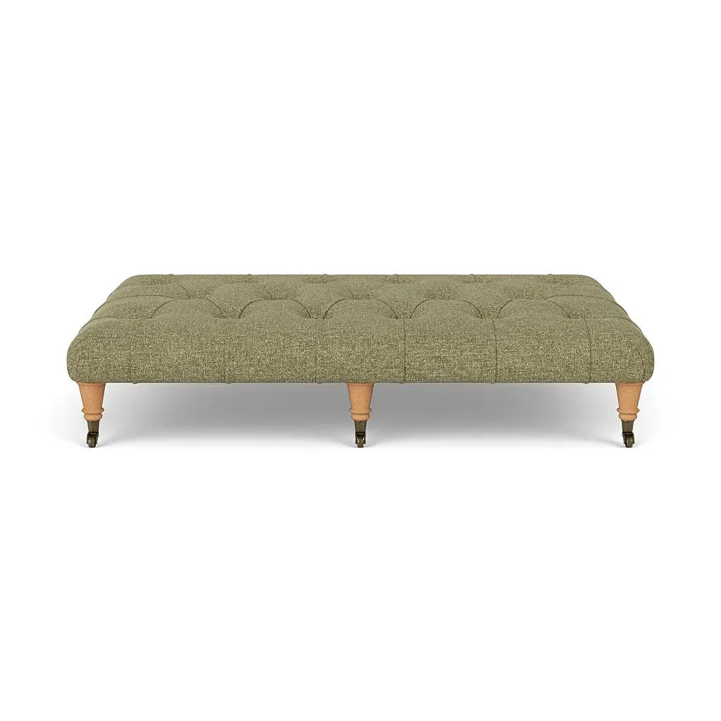 Amelia Large Foot Stool Button-Tufted - Sage, Aquaclean Oxford by The Cotswold Company, image 2