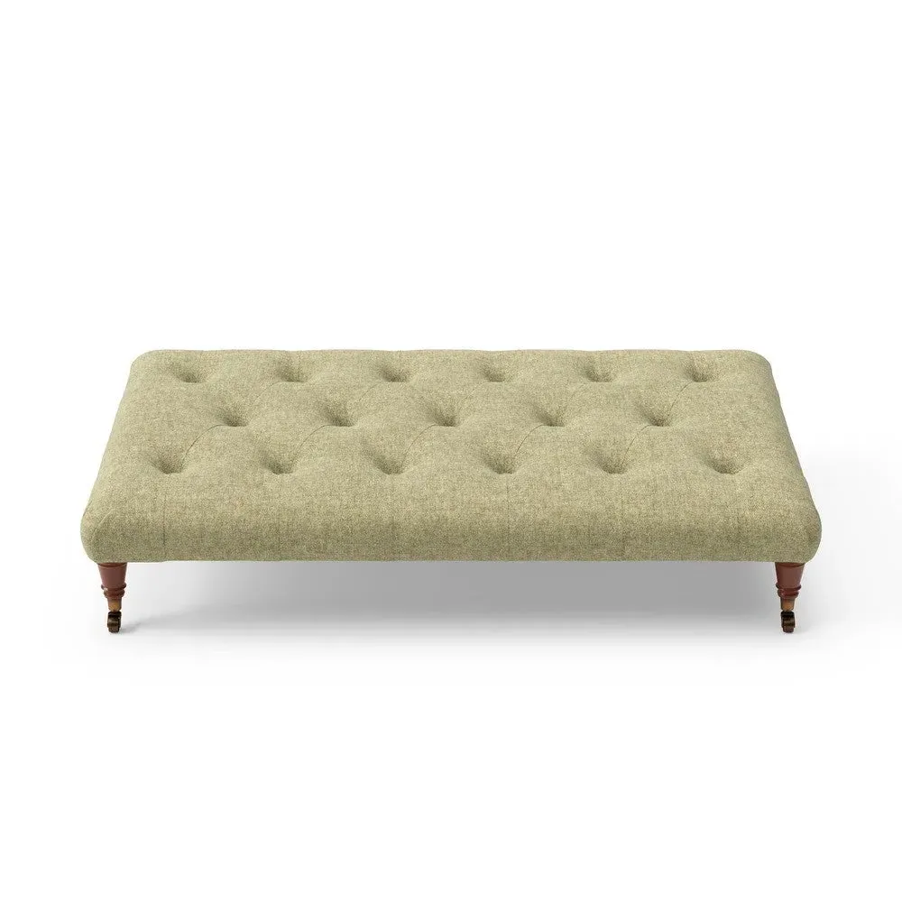 Amelia Large Foot Stool Button-Tufted - Sage, Aquaclean Oxford by The Cotswold Company, image 5