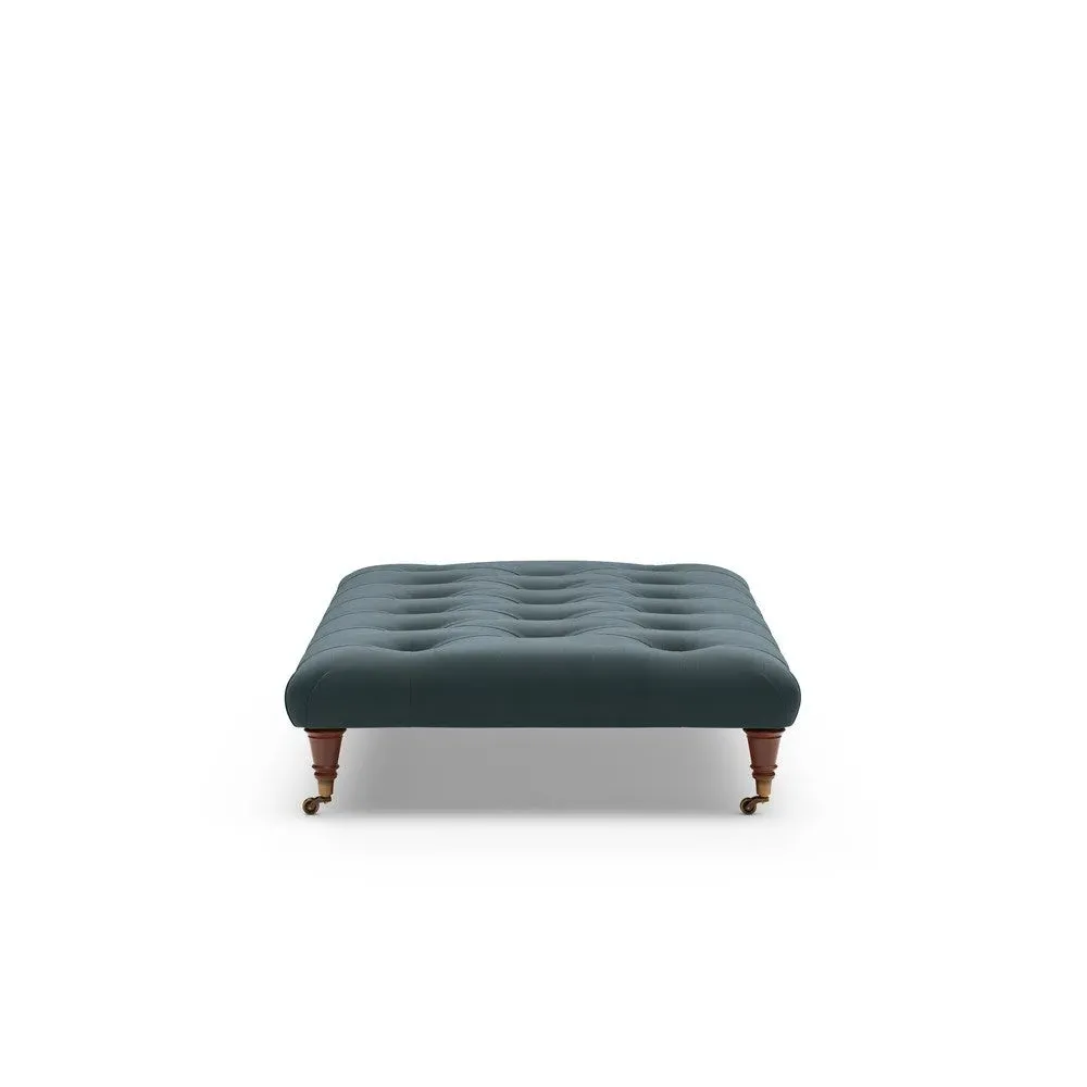 Large Foot Stool - Blue, Velvet