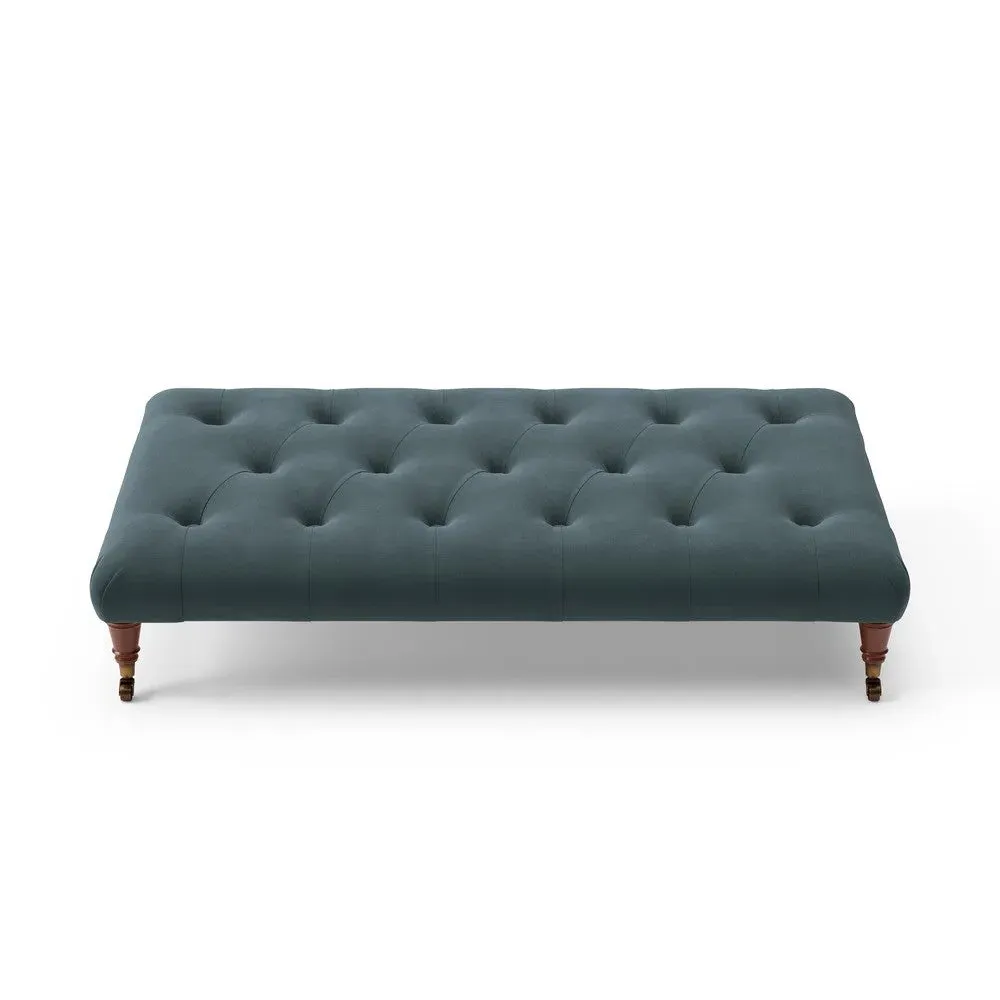 Large Foot Stool - Blue, Velvet