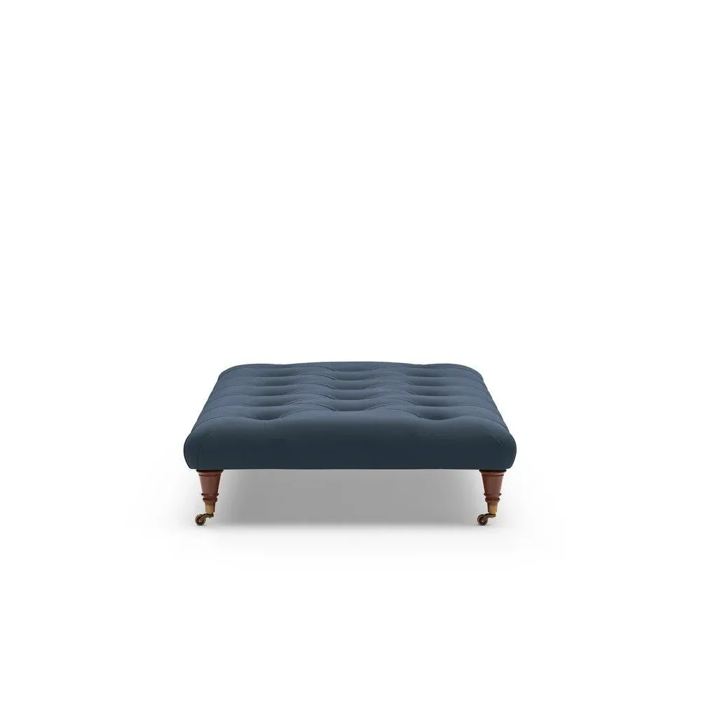 Large Foot Stool - Dark Blue, Velvet