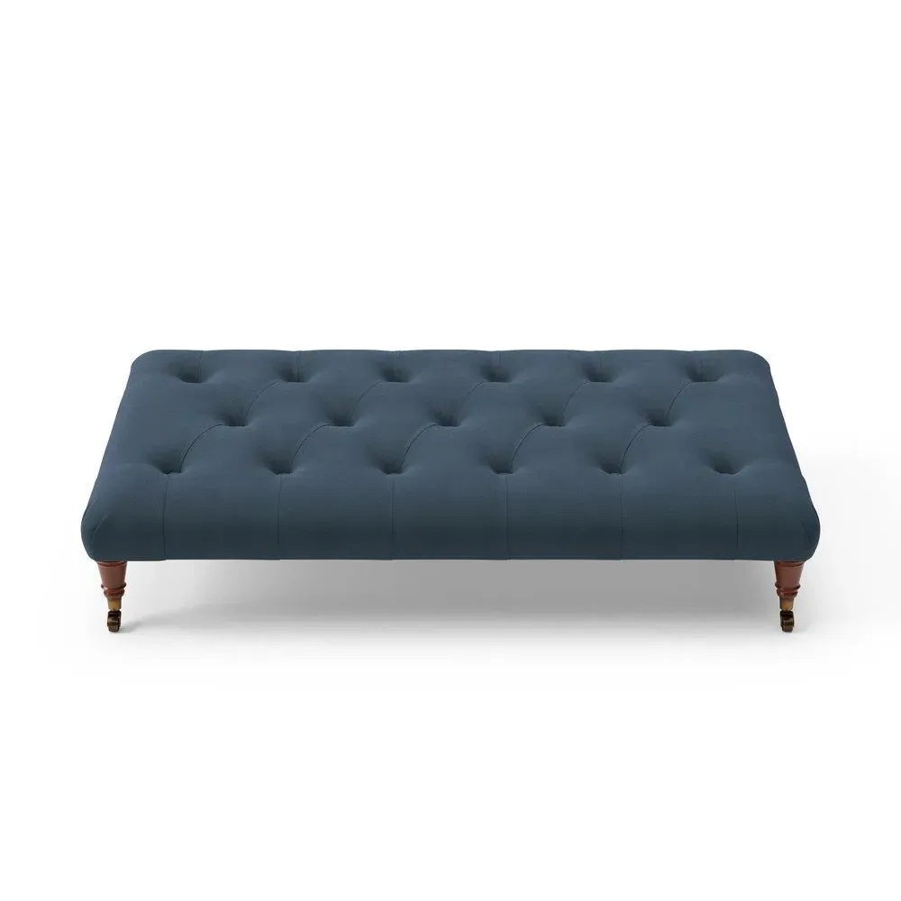 Large Foot Stool - Dark Blue, Velvet