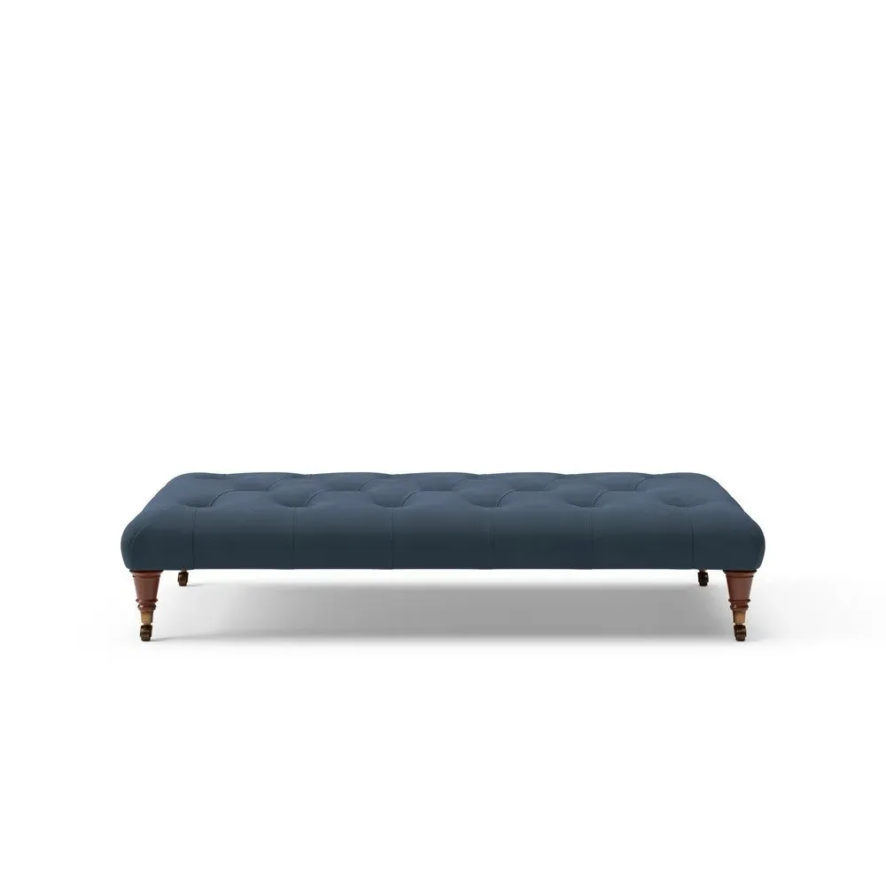 Large Foot Stool - Dark Blue, Velvet