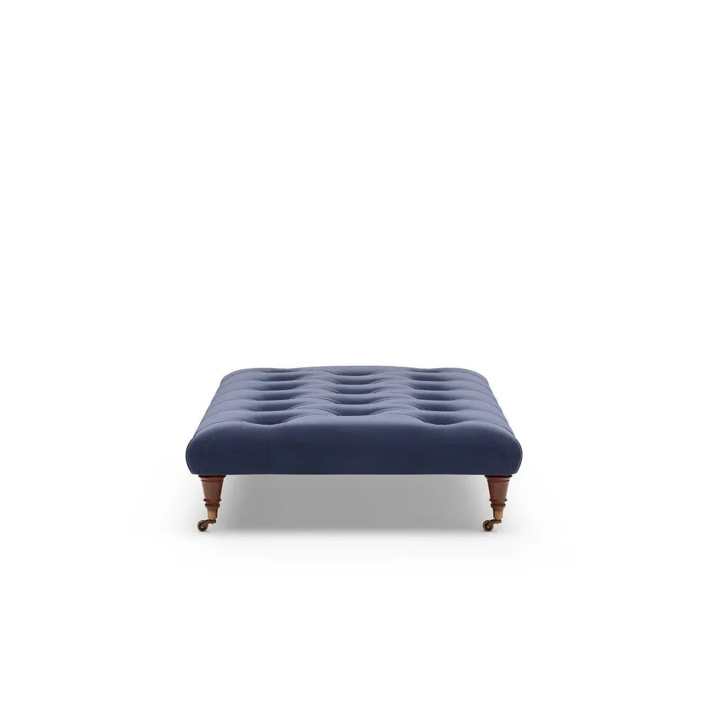 Large Foot Stool - Deep Blue, Velvet