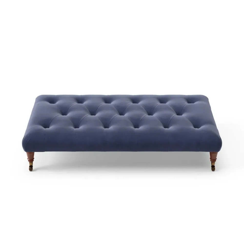 Large Foot Stool - Deep Blue, Velvet