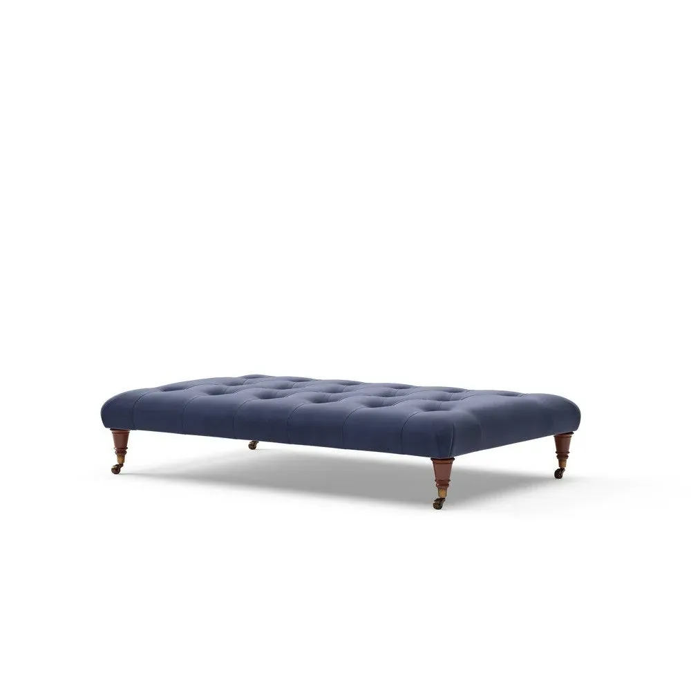 Large Foot Stool - Deep Blue, Velvet