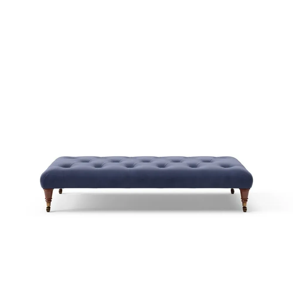 Large Foot Stool - Deep Blue, Velvet