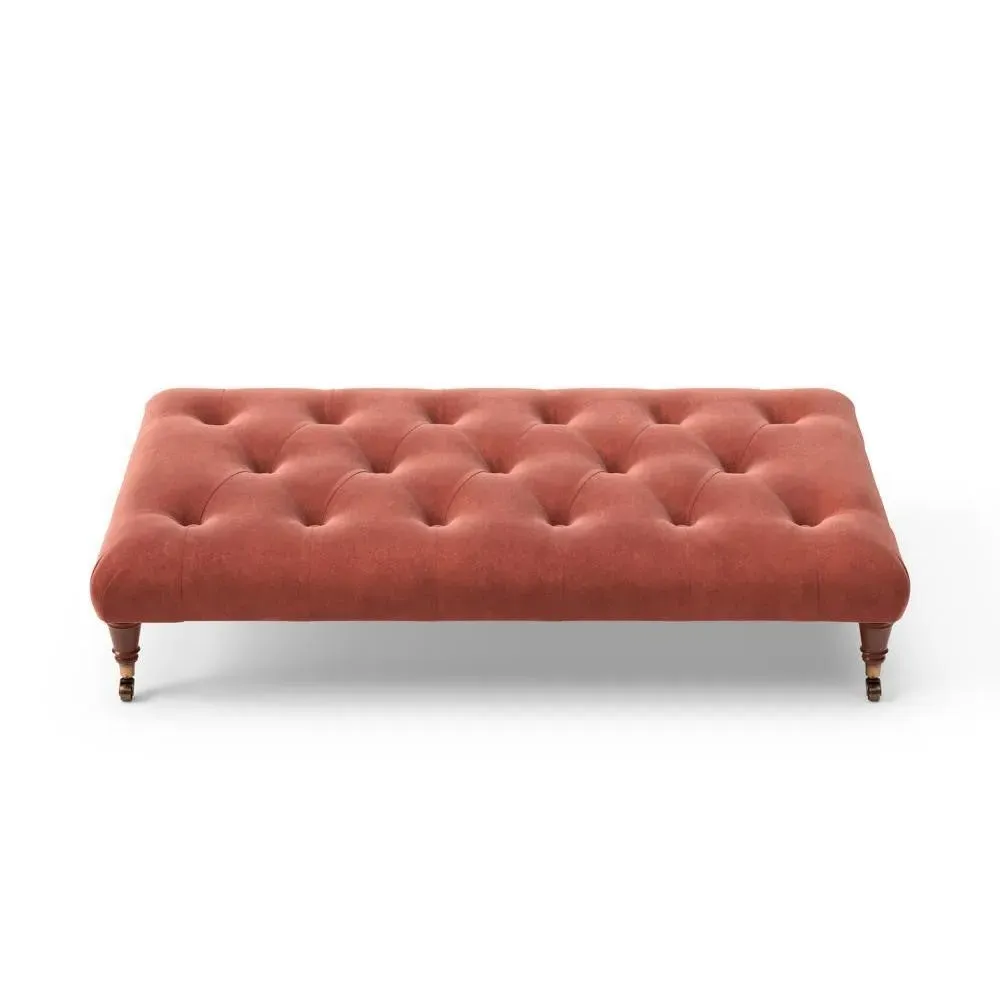 Large Foot Stool - Red, Velvet