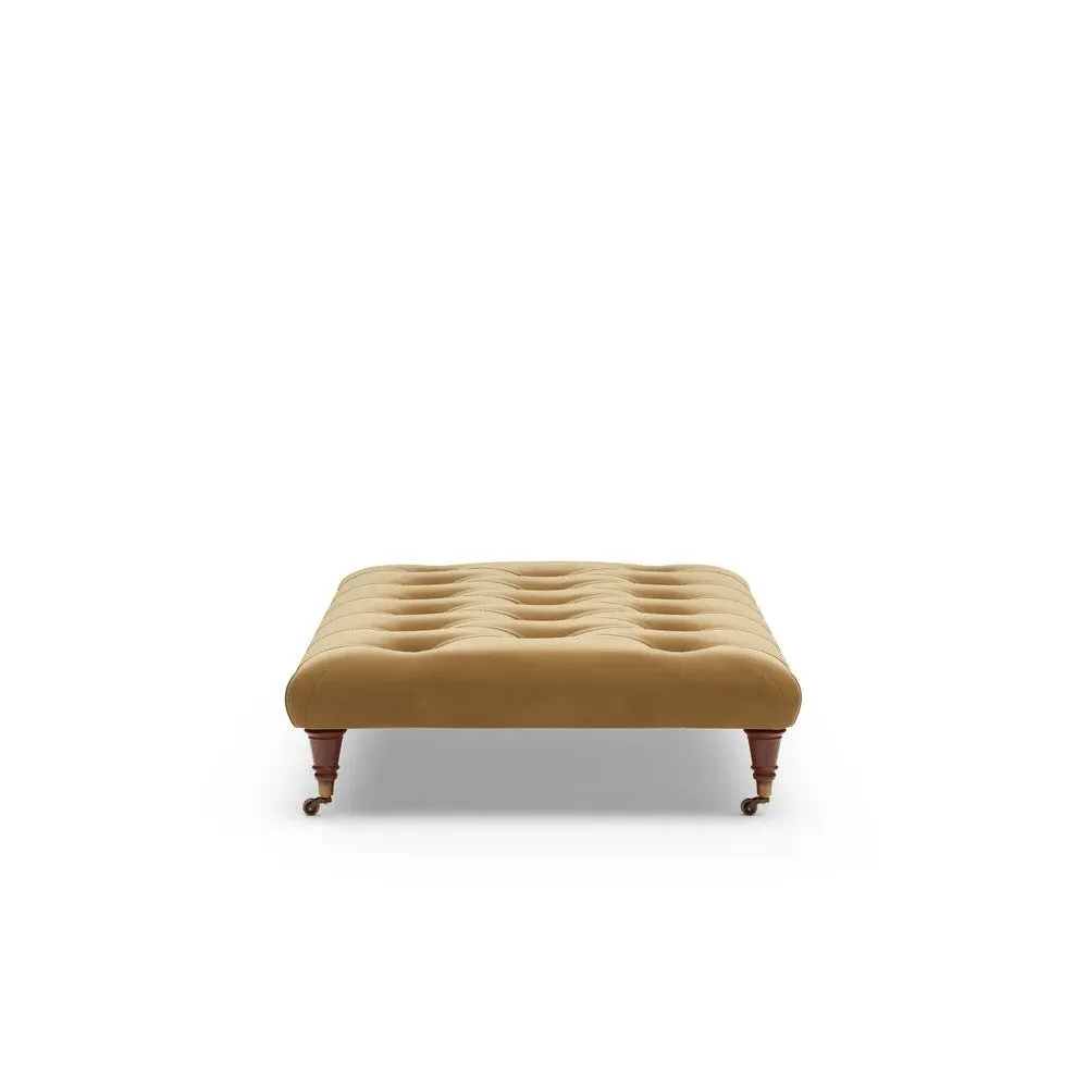 Large Foot Stool - Yellow, Velvet