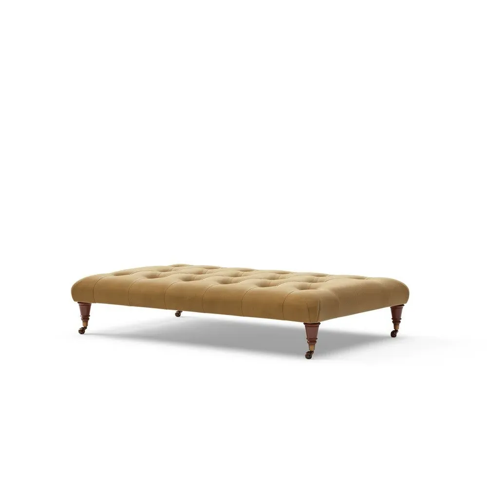 Large Foot Stool - Yellow, Velvet