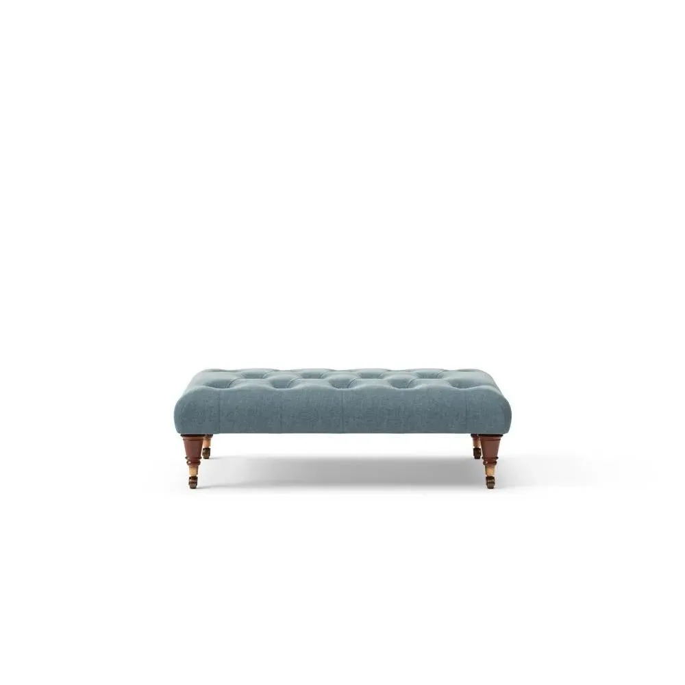 Amelia Small Foot Stool Button-Tufted - Teal, Eco Chenille by The Cotswold Company, image 7