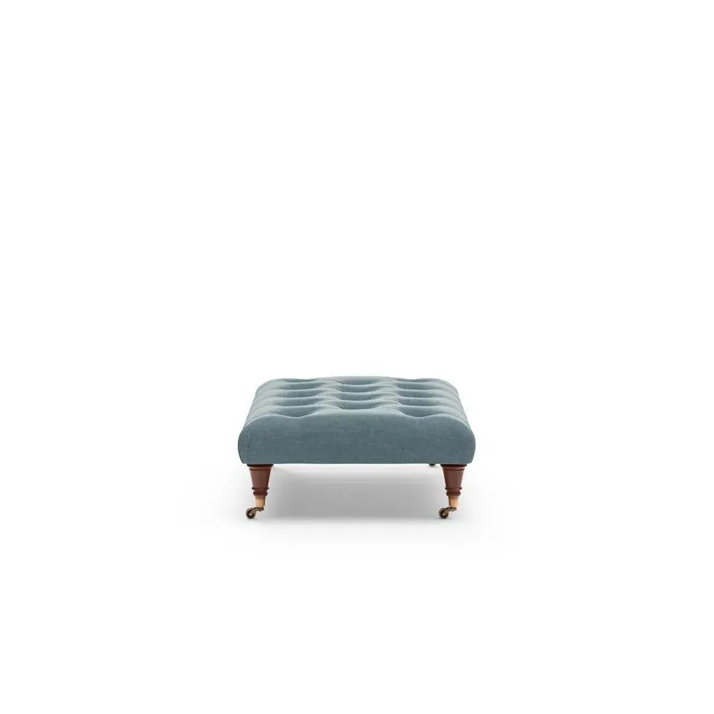 Amelia Small Foot Stool Button-Tufted - Teal, Eco Chenille by The Cotswold Company, image 8