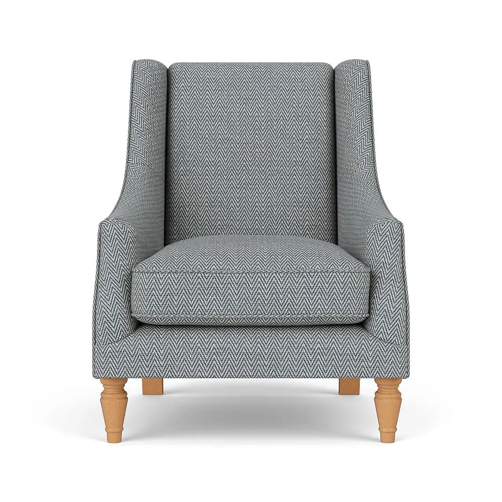Armchair - Navy, Herringbone Weave
