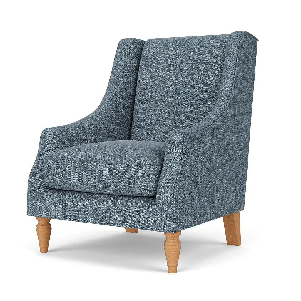 Armchair with High Back - Mid Blue, Aquaclean Oxford