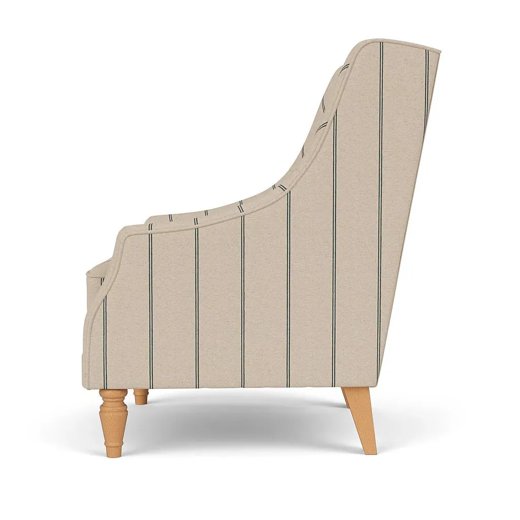 Armchair with Wraparound Arms - Charcoal, Compton Stripe