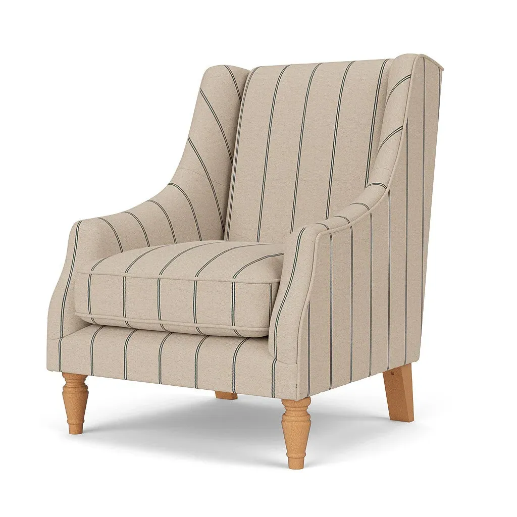 Armchair with Wraparound Arms - Charcoal, Compton Stripe