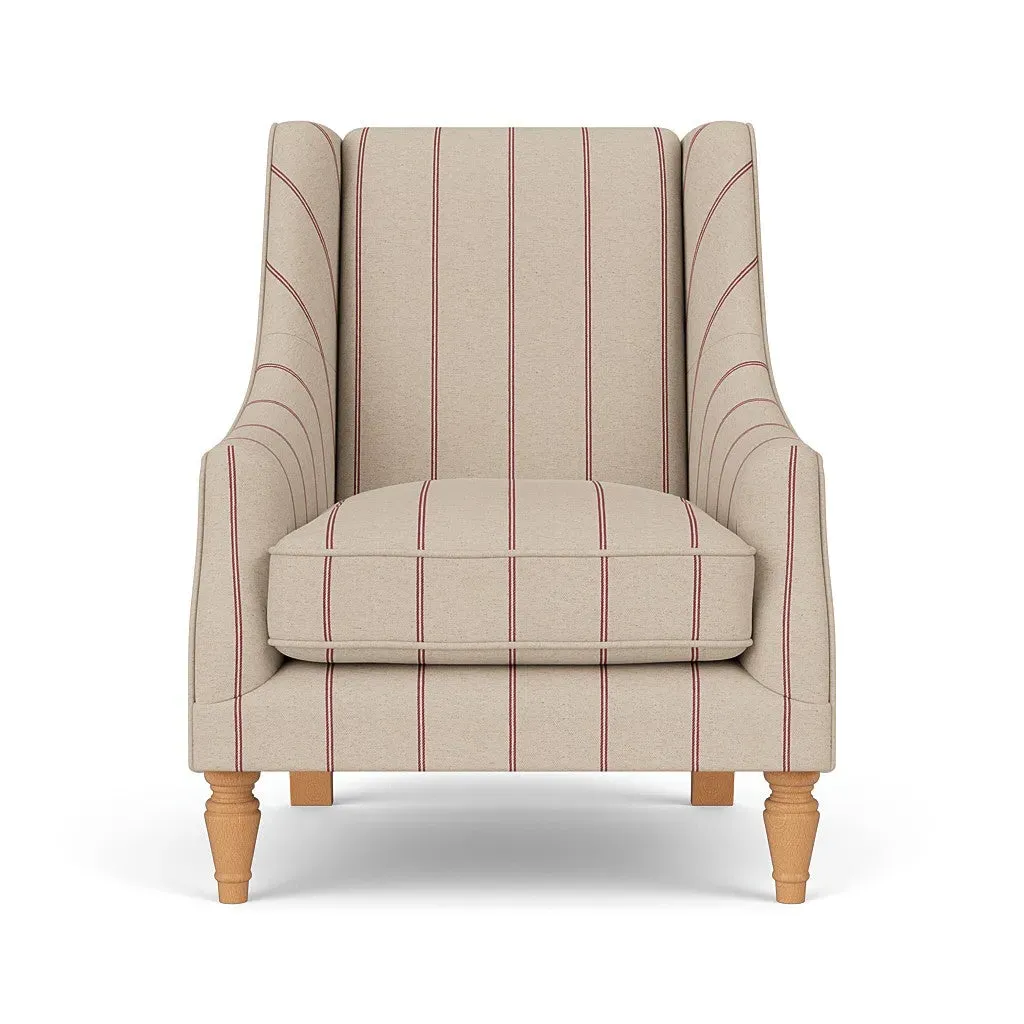 Armchair with Wraparound Arms - Raspberry, Compton Stripe