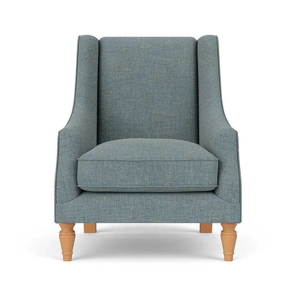 Armchair with Wraparound Arms - Teal Marl, Rustic Weave