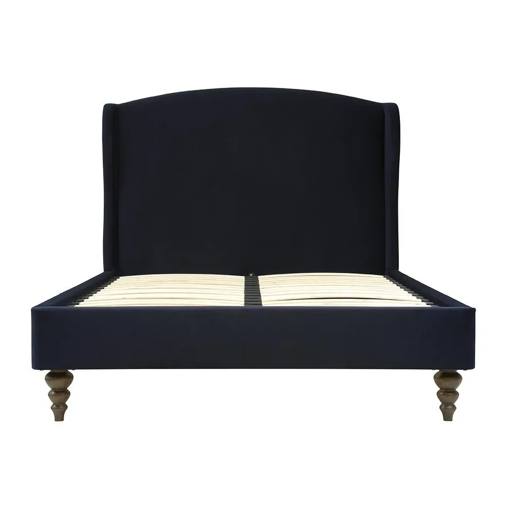 Ascott Double Upholstered Bed - Midnight, Velvet