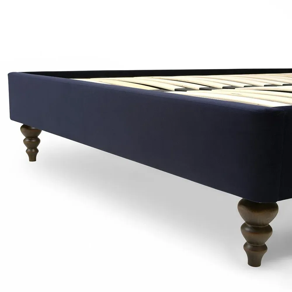 King Size Upholstered Bed - Midnight Blue, Velvet