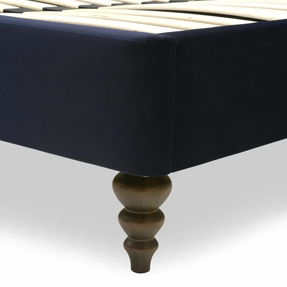 Super King Upholstered Bed - Midnight Blue, Velvet