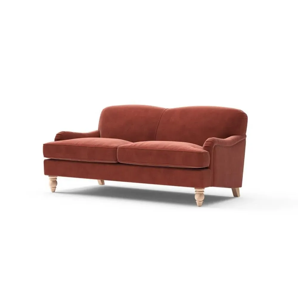 3-Seater Sofa - Brick Red, Matt Velvet