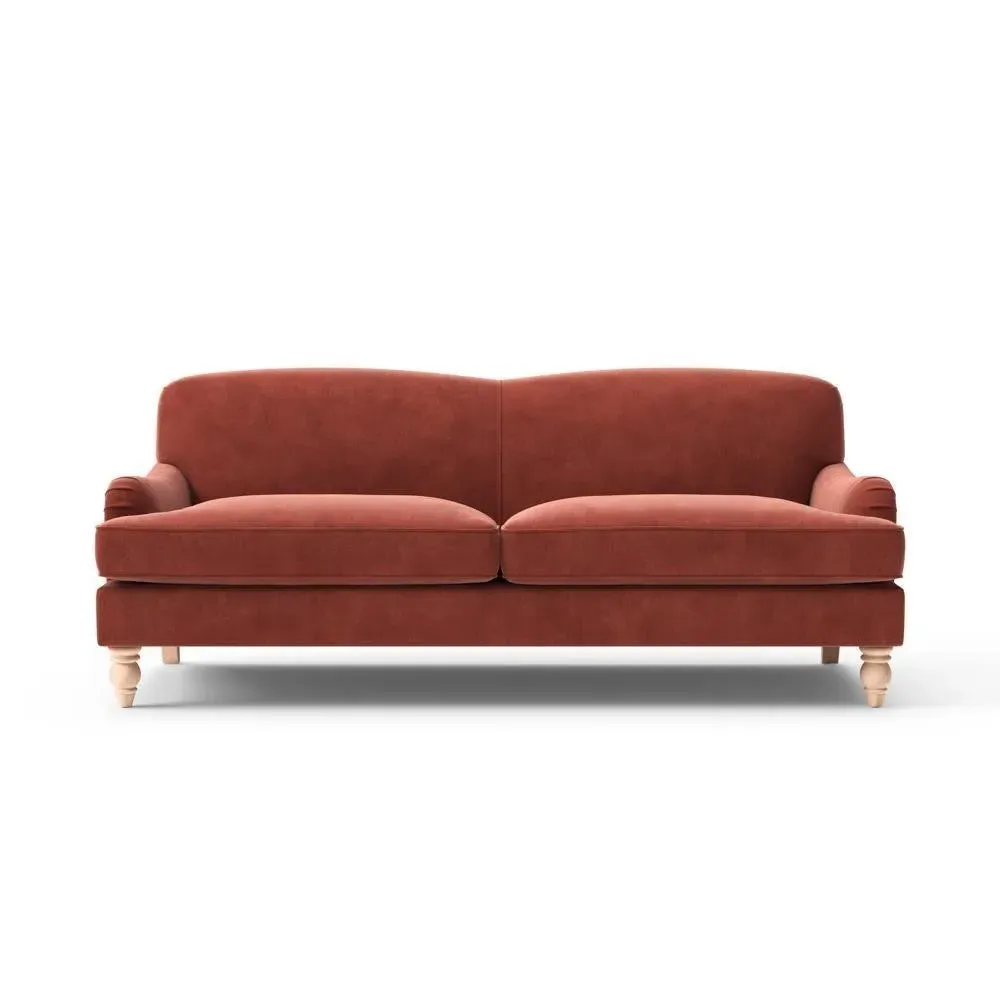 4-Seater Sofa - Brick Red, Matt Velvet