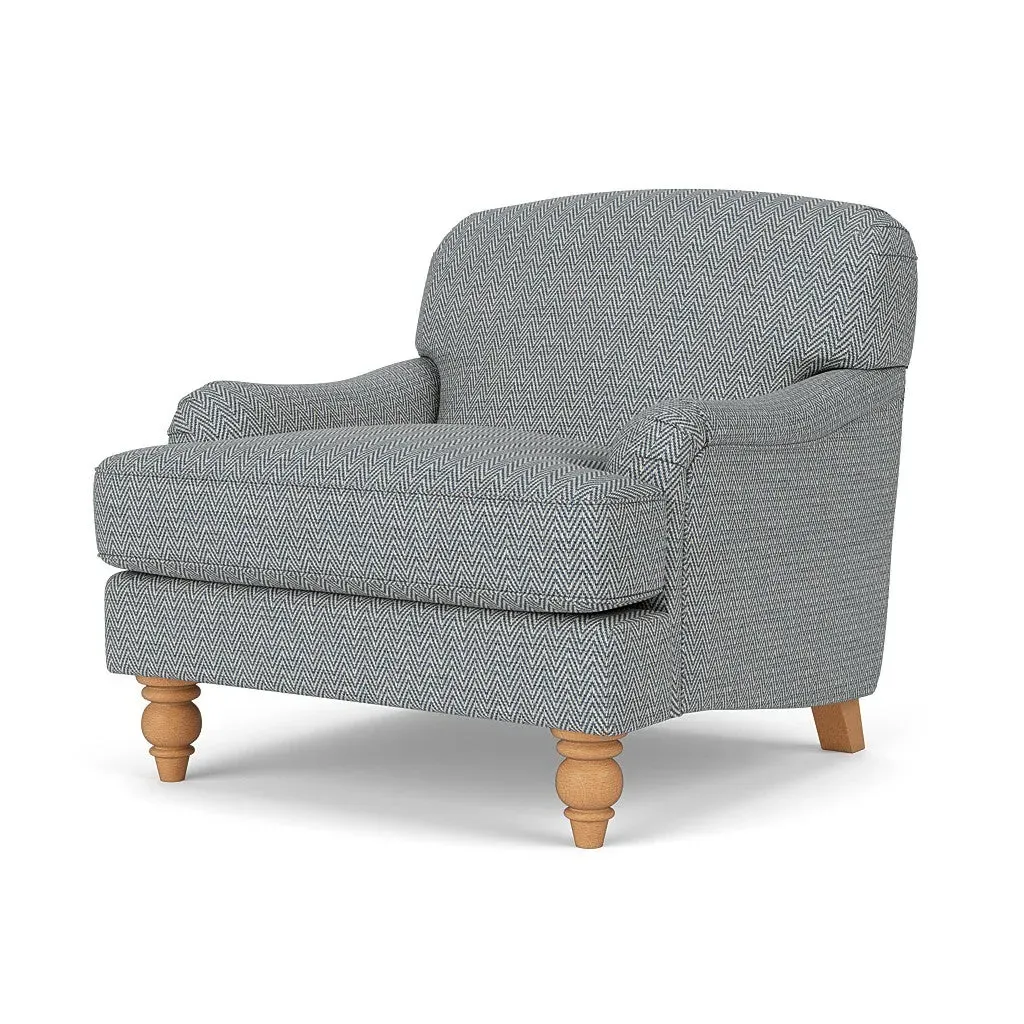 Ashbee Armchair - Navy, Herringbone Weave