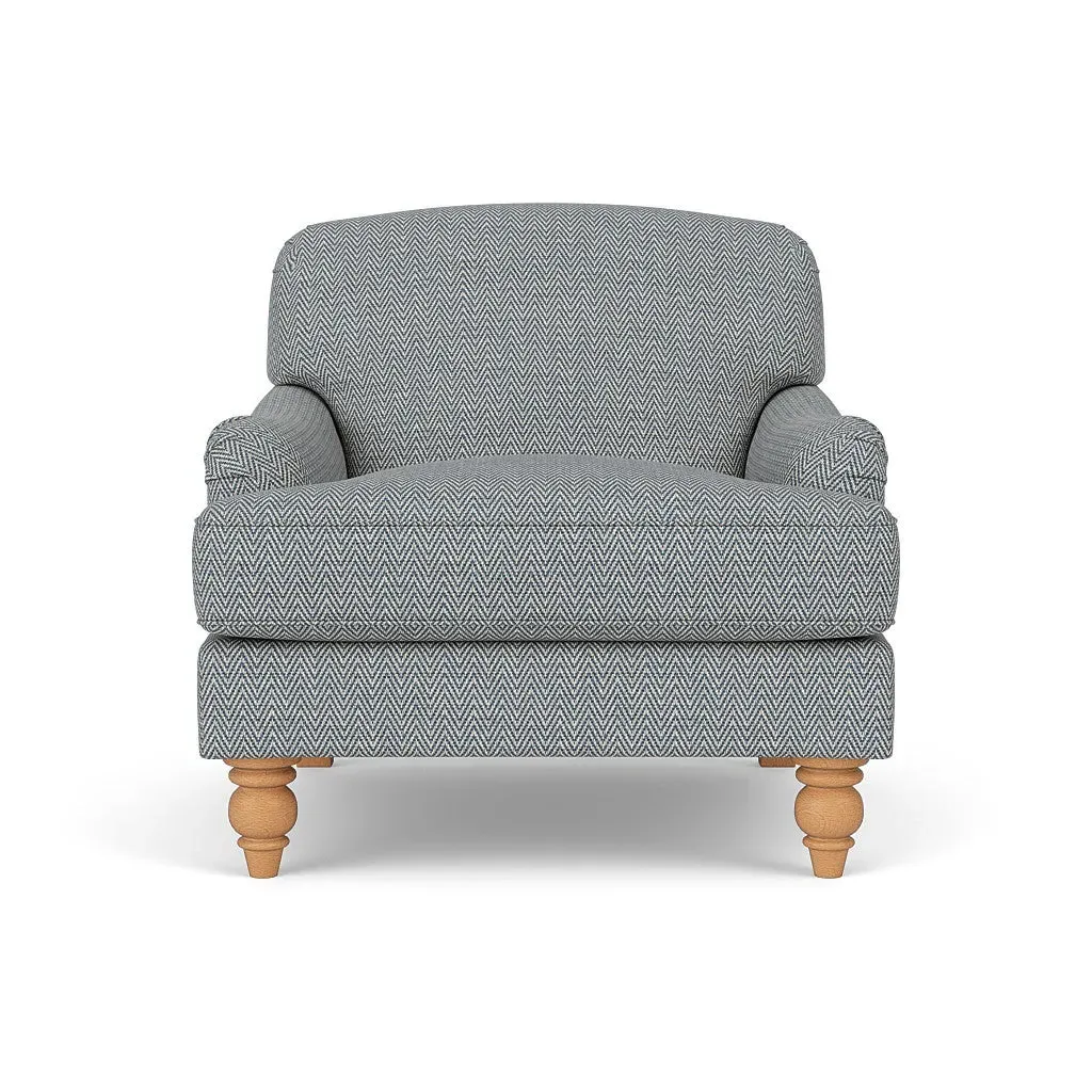 Ashbee Armchair - Navy, Herringbone Weave