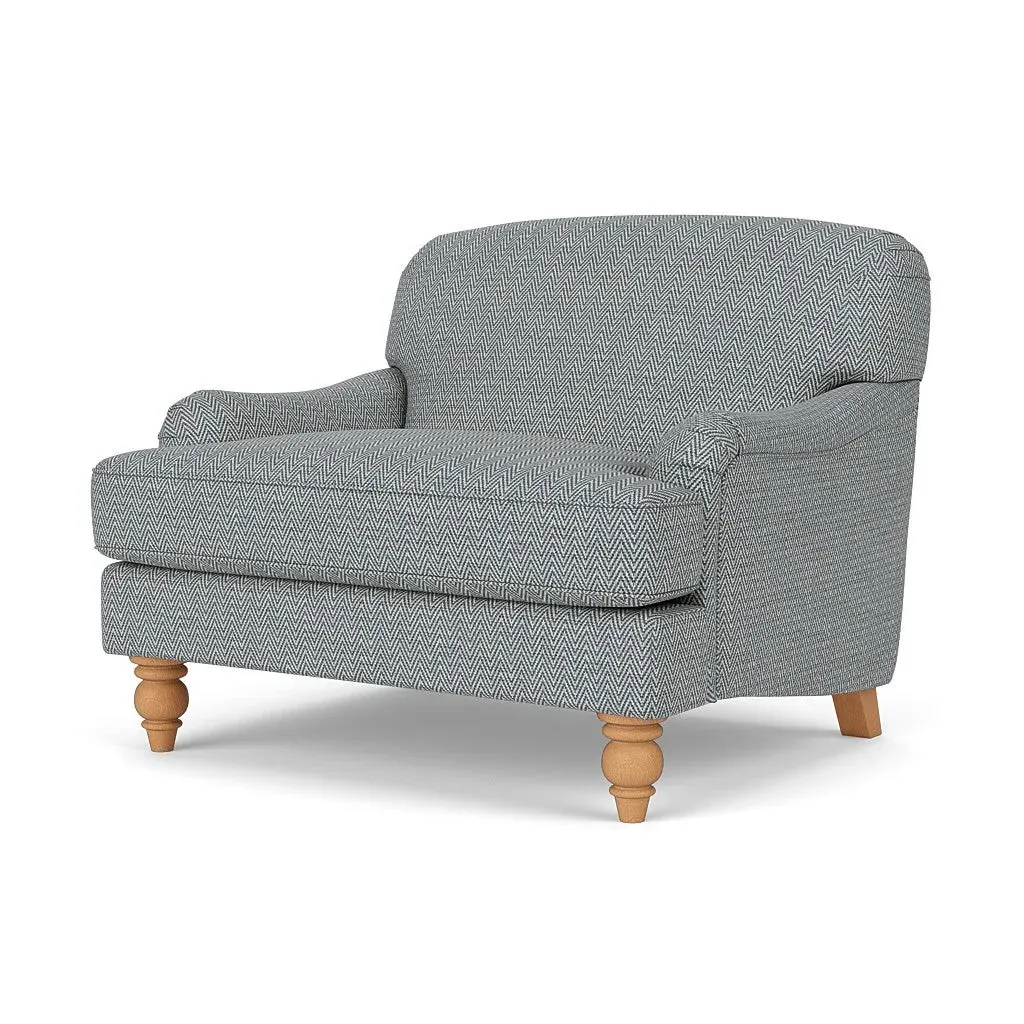 Ashbee Love Seat - Navy, Herringbone Weave