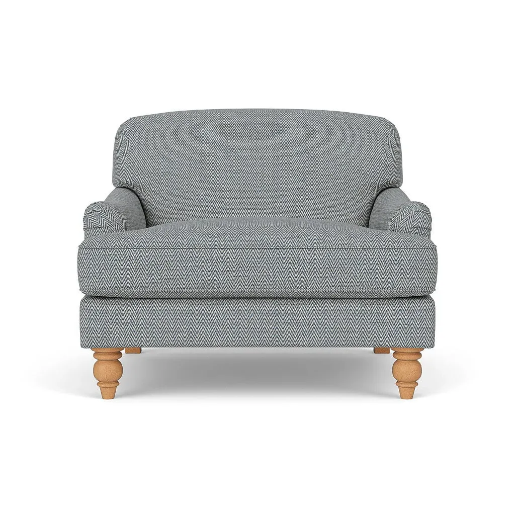 Ashbee Love Seat - Navy, Herringbone Weave