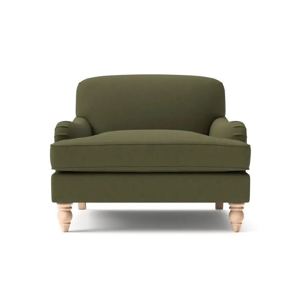 Love Seat - Forest Green, Linen