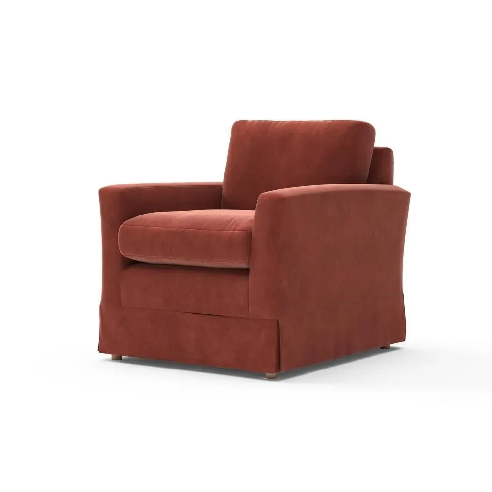 Austen Armchair - Brick, Matt Velvet